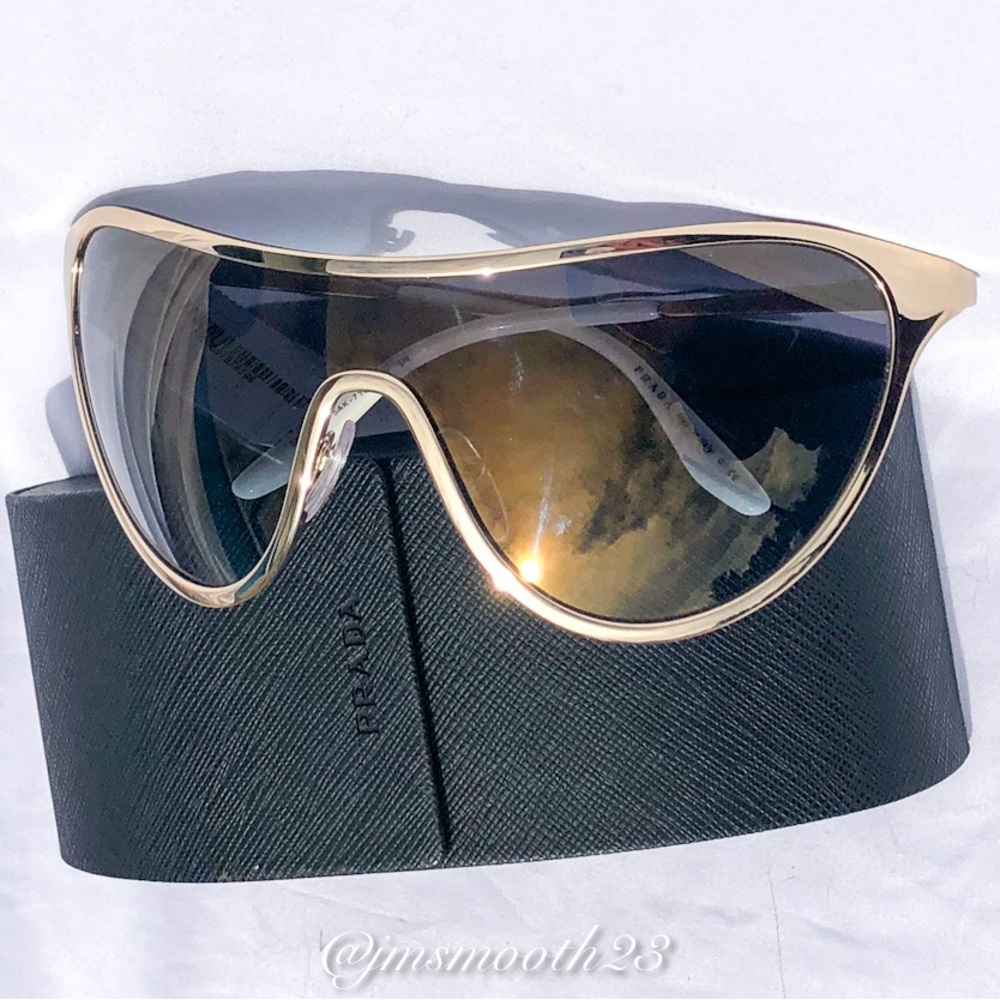 🆕 Prada Gold shield Sunglasses 🇮🇹 628